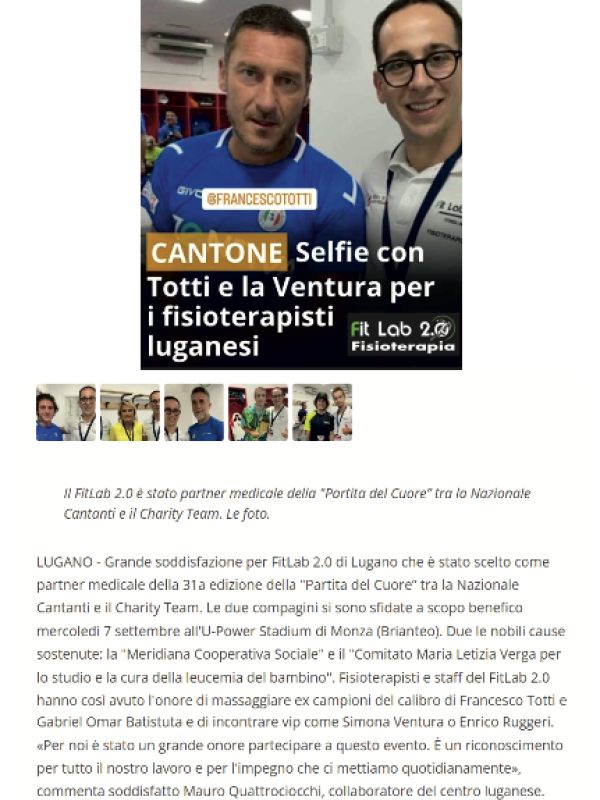 Selfie con Totti e la Ventura per i fisioterapisti luganesi